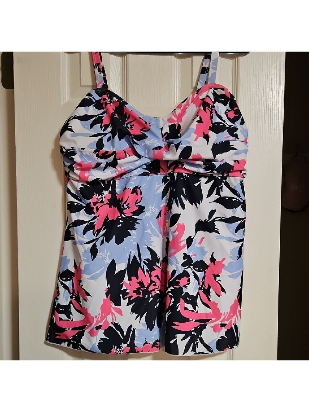 BloomChic Floral Tankini Set - Pink, Black, White Plus Size